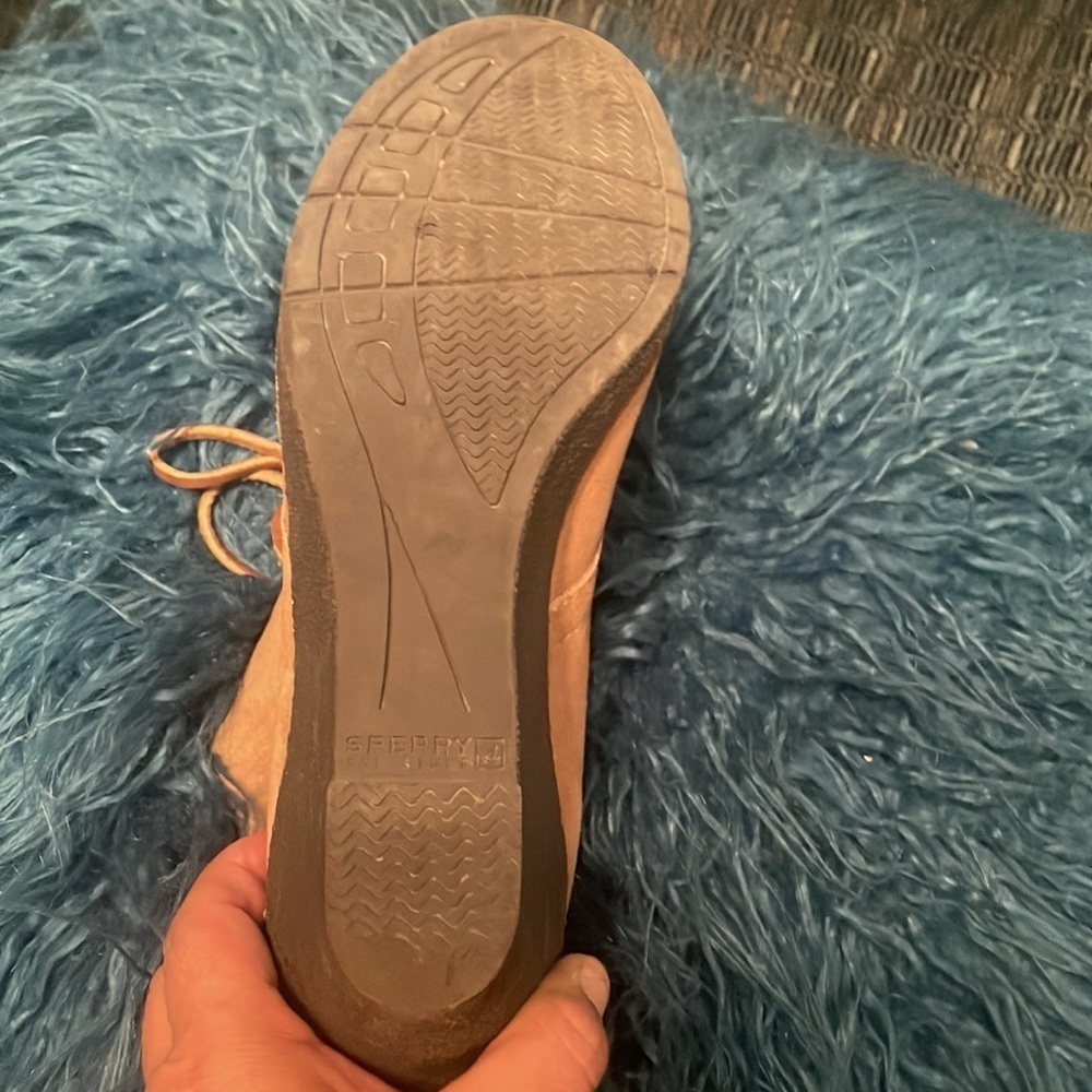 Sperry Top-Sider Harlow Shoes Cognac Leather Ankle Wedge Boot - Picture 5 of 5